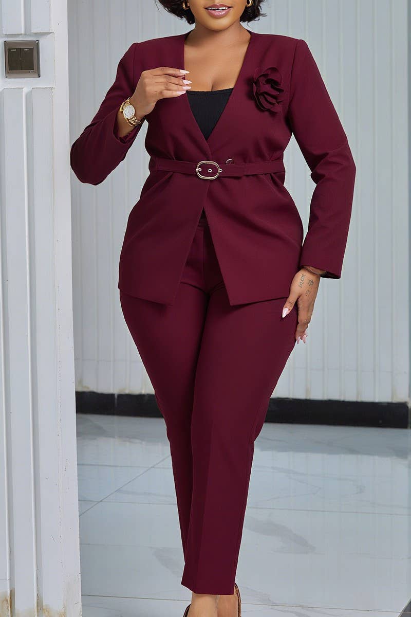 CWSTB00492_2025 FALL SOLID BLAZER AND PANTS SUIT SET