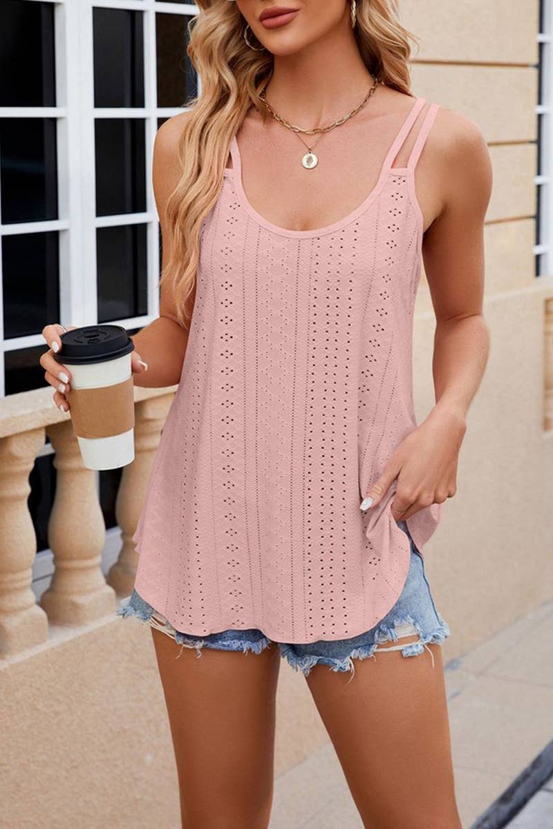 CWTTSL0323_SOLID COLOR ROUND NECK WOMEN'S BOTTOMING VEST TOP