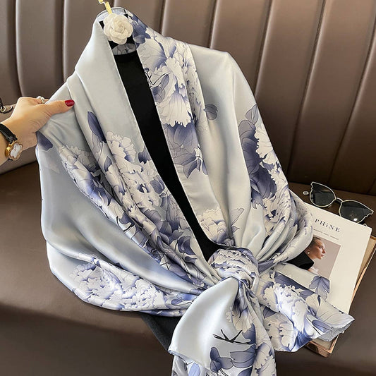 Silky Satin Long Scarf Shawl ? Versatile Wrap