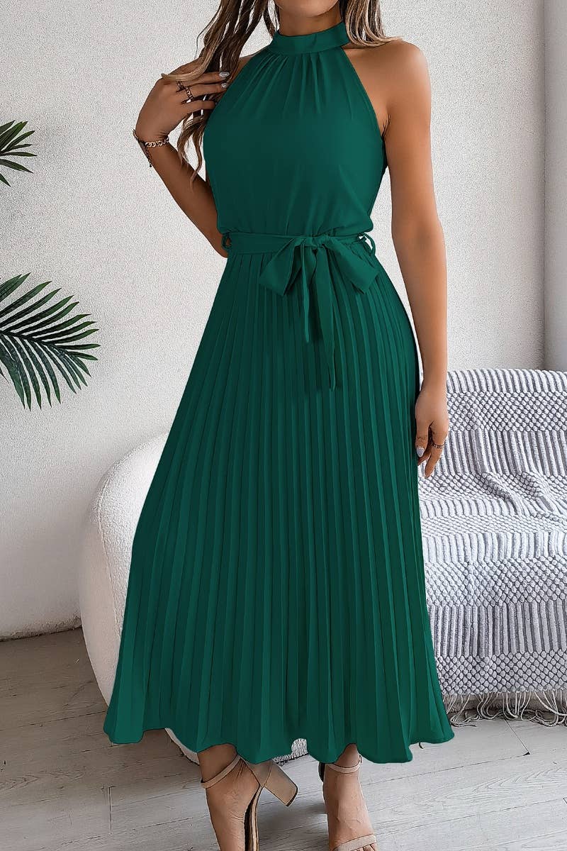 CWDMD2687_SUMMER SLEEVELESS SKIRT WITH WAIST PLEATED