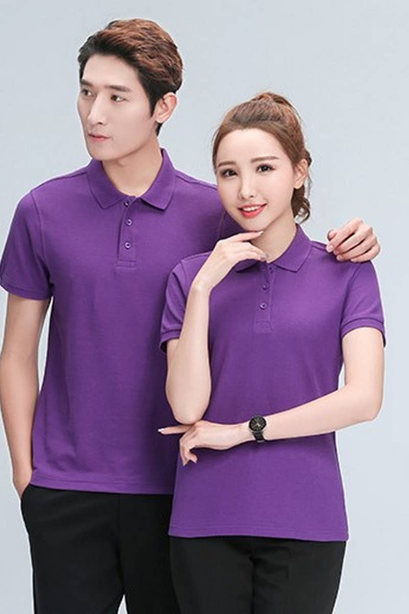 CWTBLS02444_SOLID COLOR CASUAL SHORT-SLEEVED POLO SHIRT