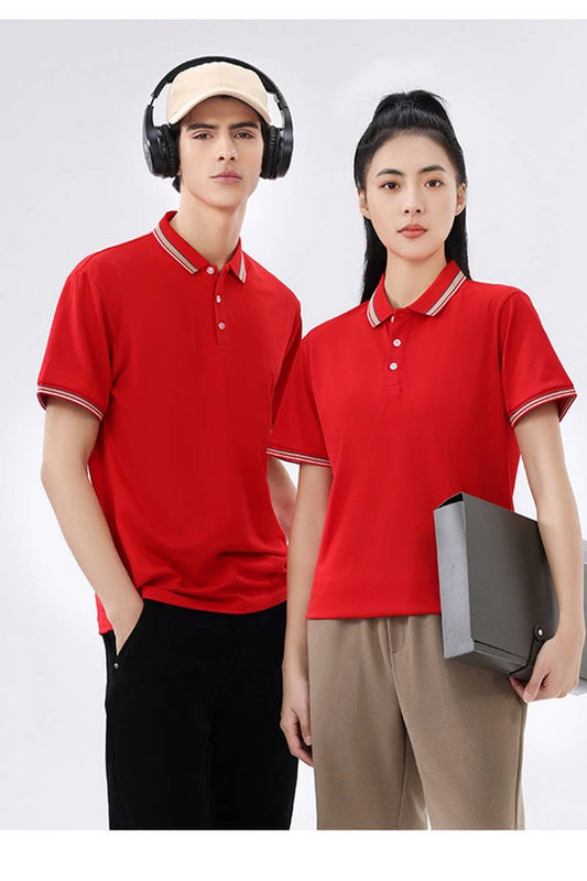 CWTBLS02419_COLORBLOCK POLO COLLAR SHORT SLEEVE CASUAL TOP