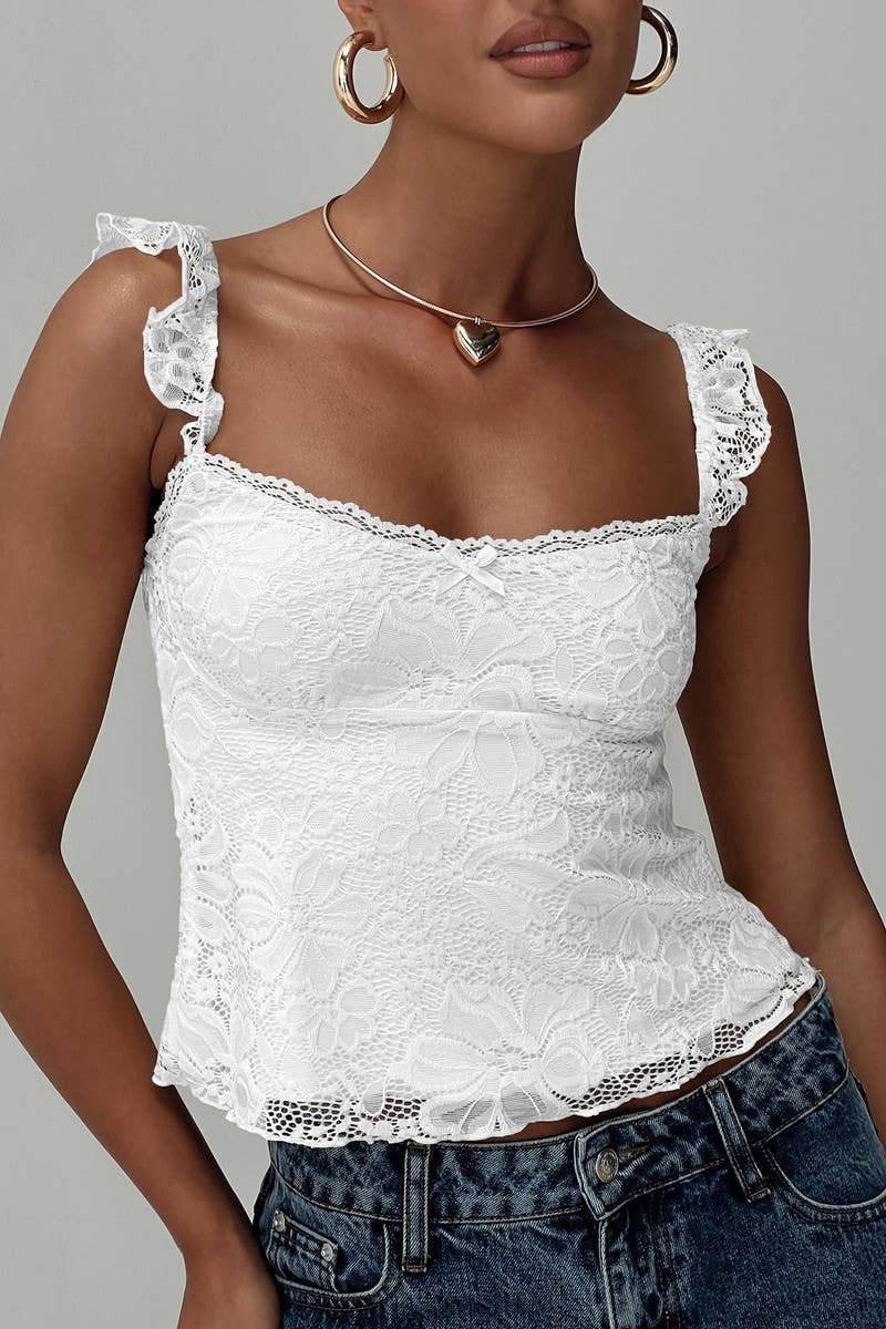 CWTTK0934_SOLID COLOR SEXY LACE PANEL CAMI TOP