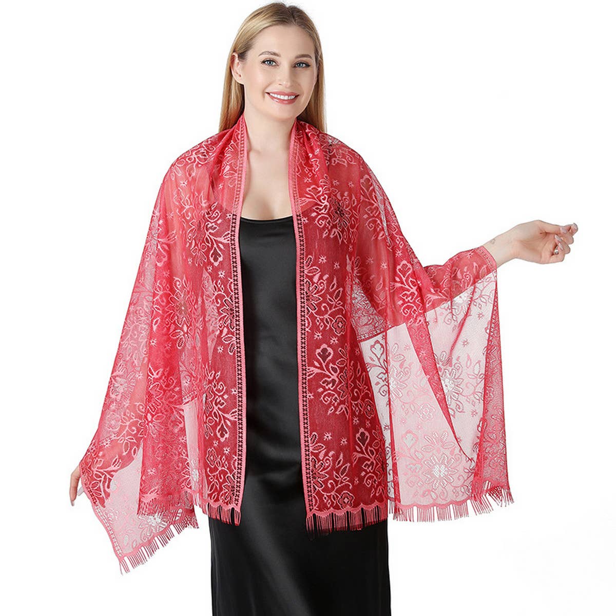 Floral Lace Tie-Dye Shawl ? Bridal Evening Wrap