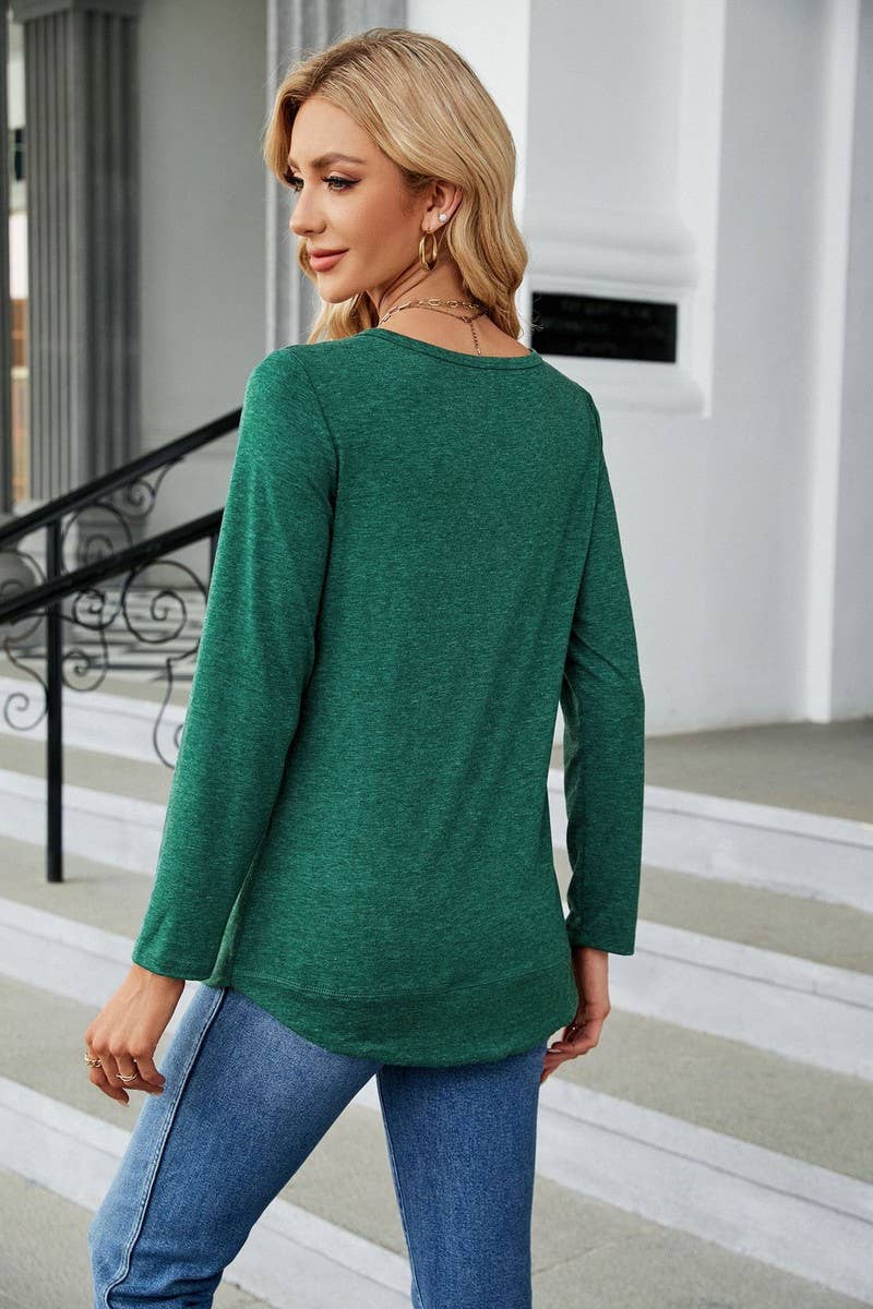 CWTTL1651_Round neck Long Sleeve Pullover Top