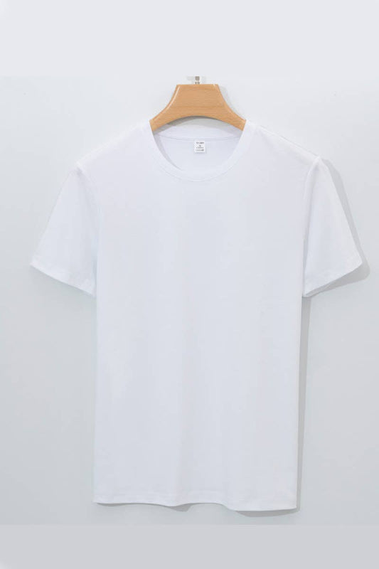 CWTBLS1785_CASUAL SOLID COLOR ROUND NECK MEN'S T-SHIRT