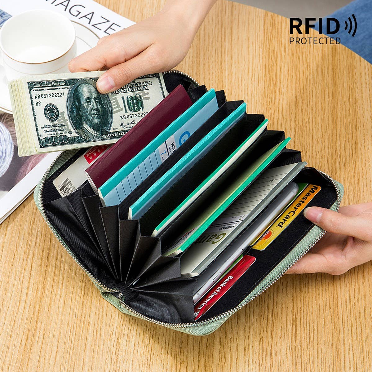 GENUINE LEATHER ZIPPER MULTIFUNCTIONAL LONG WALLET_CWAB3741