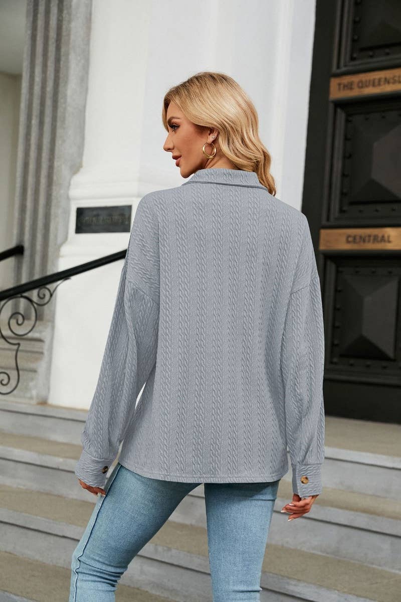 CWTSTL2218_LAPEL BUTTON DOWN LONG SLEEVE SHIRT TOP