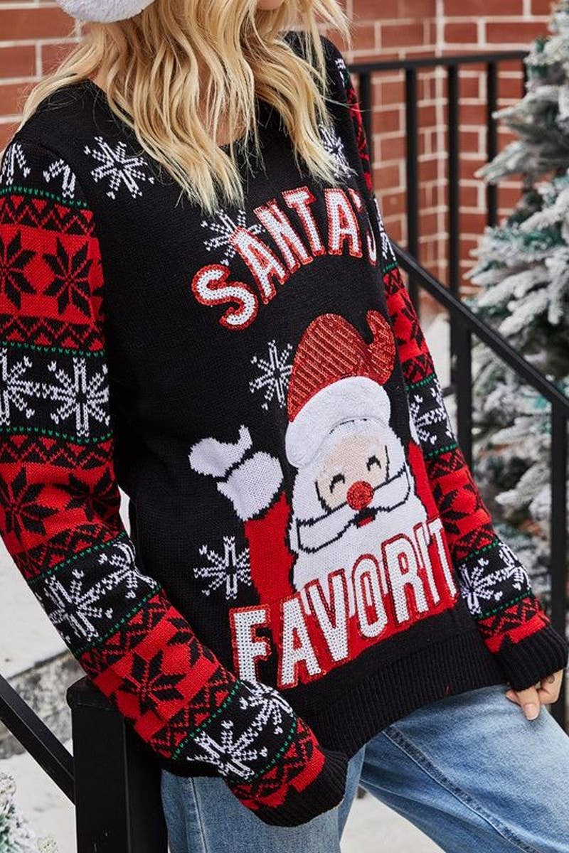 CWOSWL2496_LETTERING EMBROIDERED CHRISTMAS SWEATER