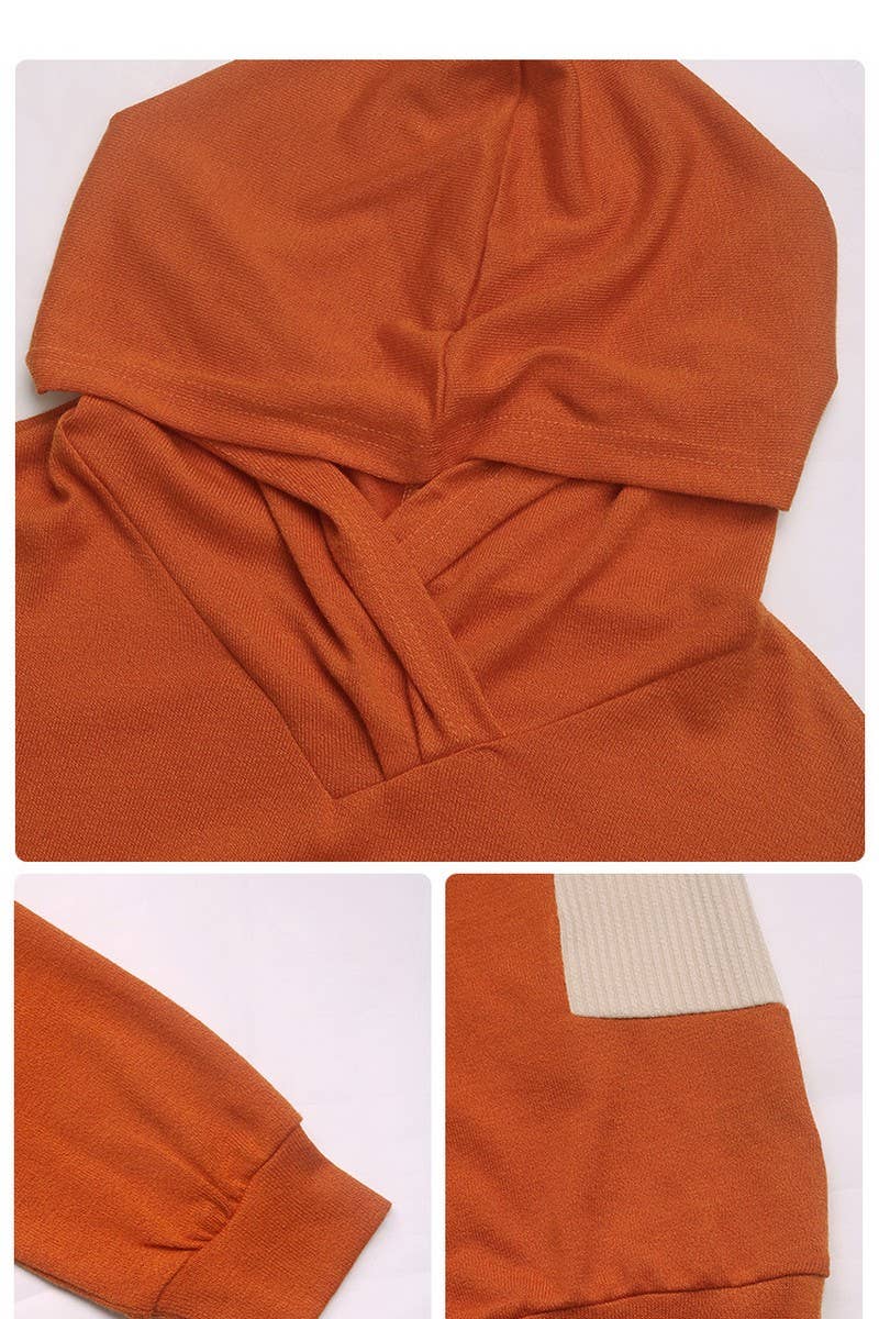 CWOHOL0781_KNITTED CONTRAST COLOR PANEL HOODED SWEATSHIRT