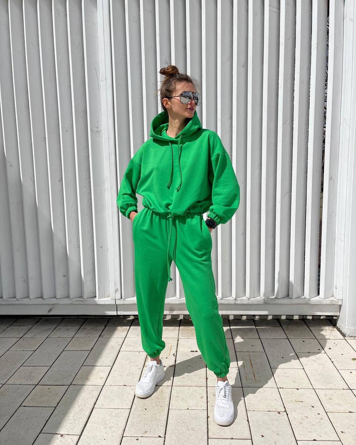 Drawstring short jacket and long pants set