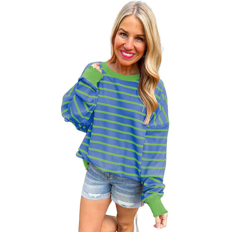 CREW-NECK LONG-SLEEVED CASUAL STRIPED SWEATER