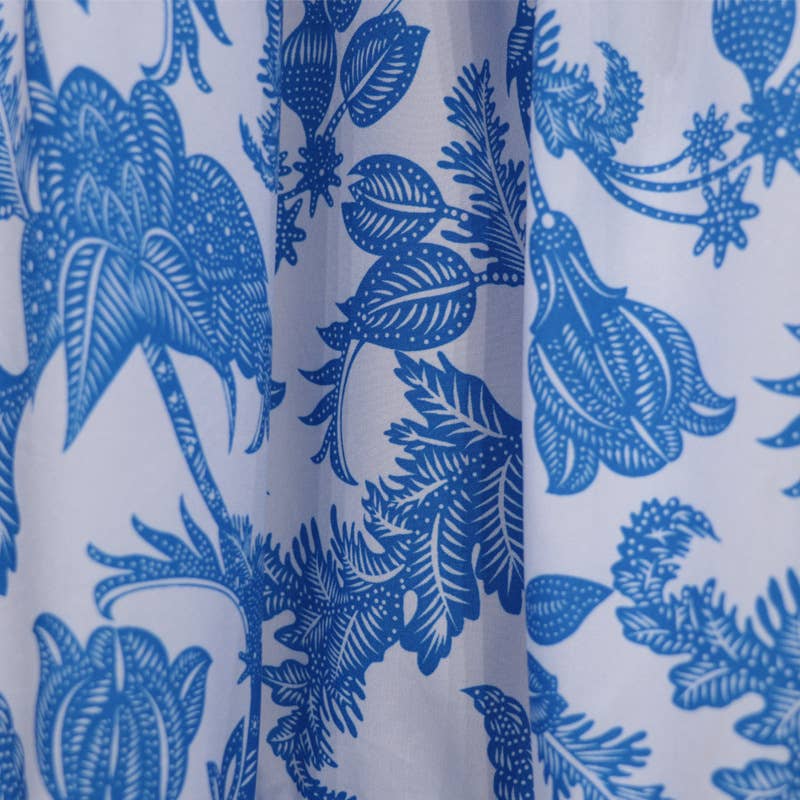 BOHO PRINT DRESS WITH A LINE NECK AND HIGH WAIST