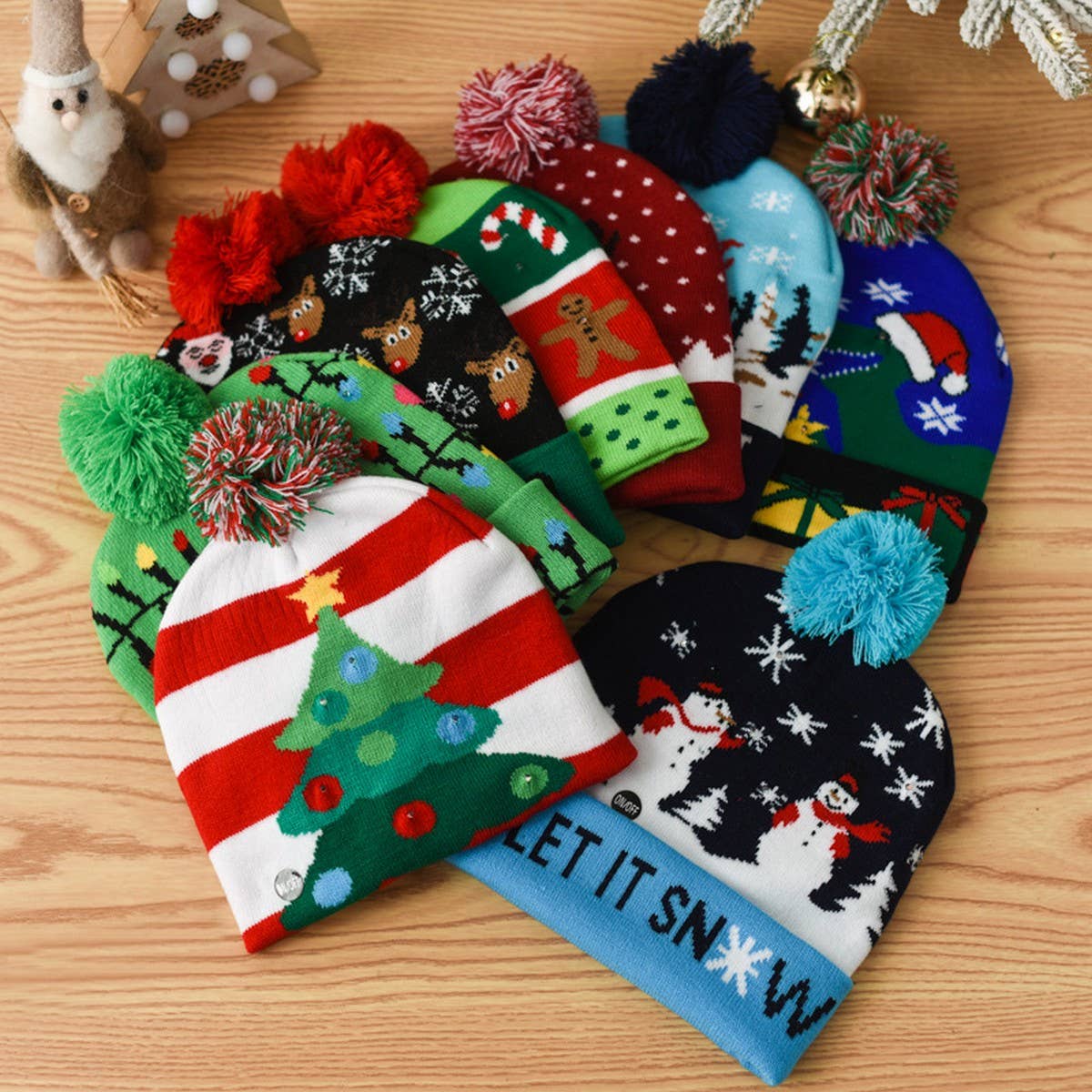 CHRISTMAS LED LIGHT GLOWING KNITTED CHRISTMAS HAT_CWAH2314
