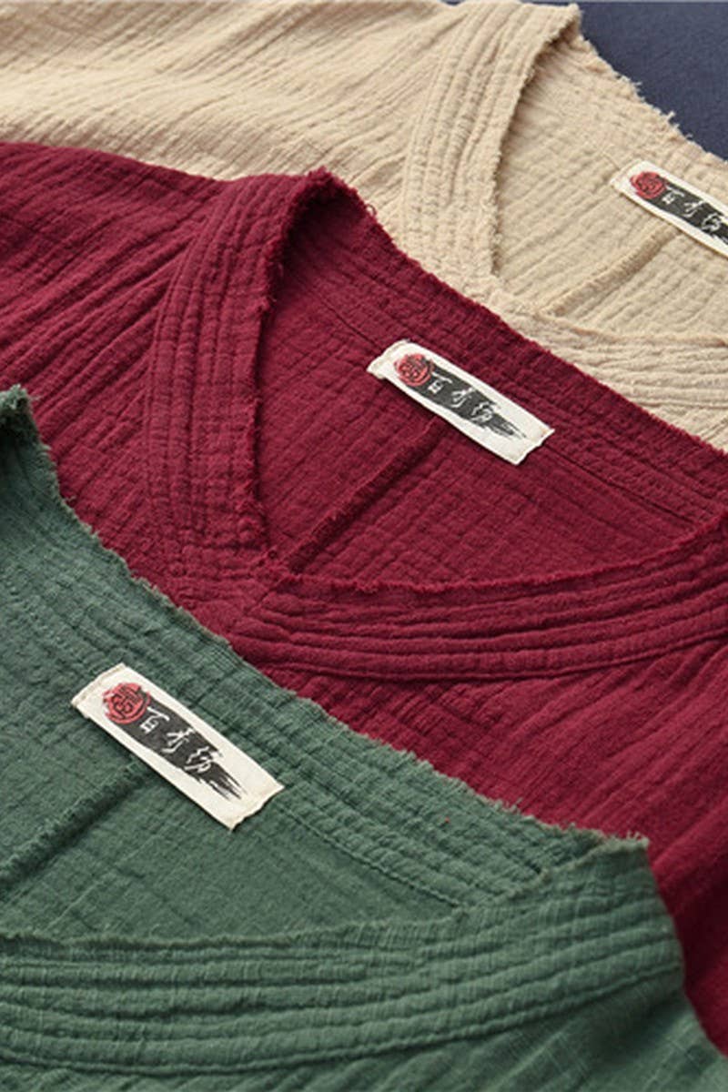 CWTBLL2463_COTTON AND LINEN PULLOVER V-NECK BAT T-SHIRT