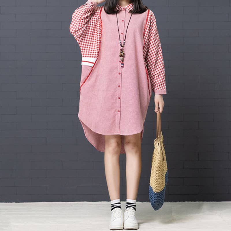 Fashion temperament plaid loose shift dress