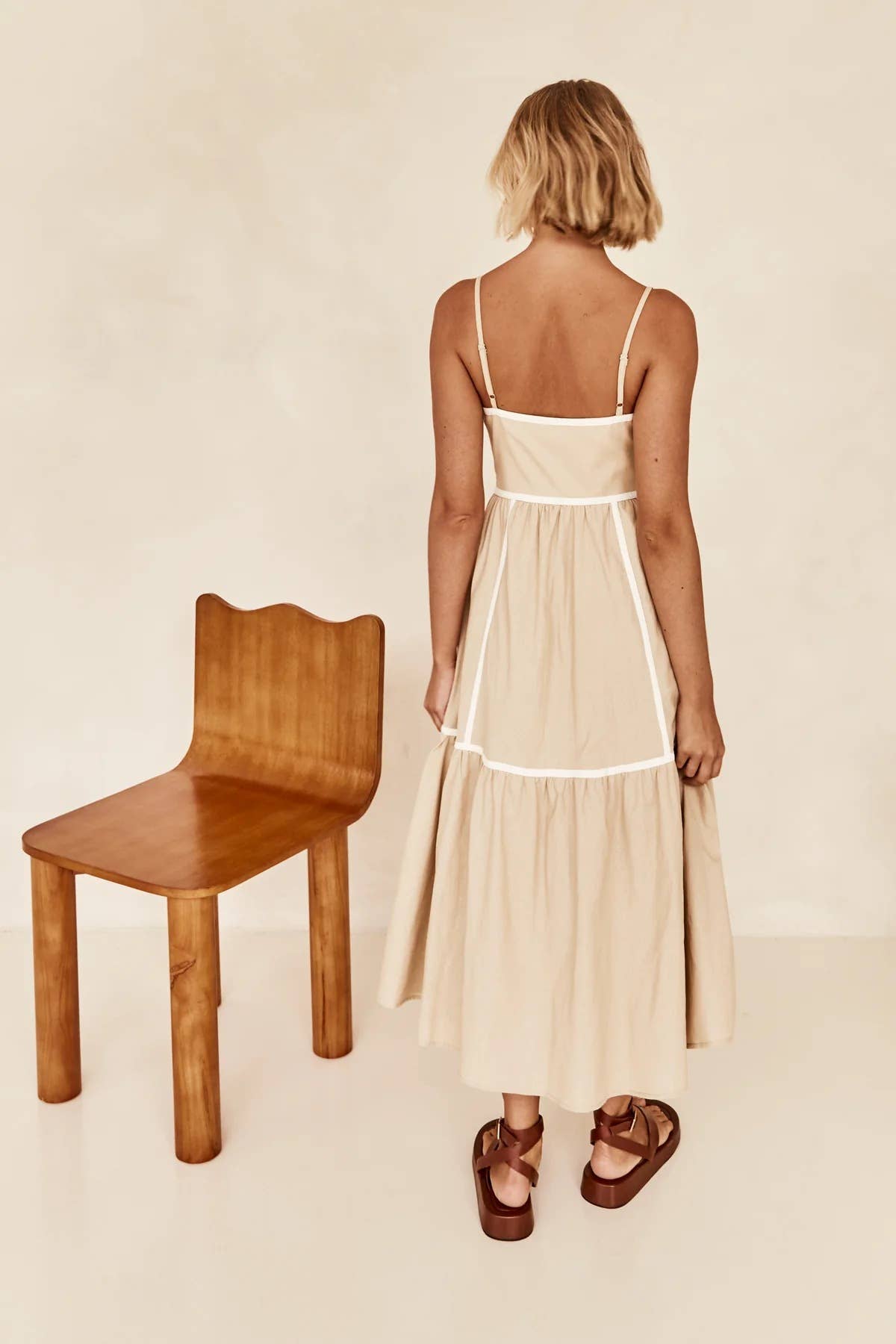 Contrasting color stripes ,large-swing dress