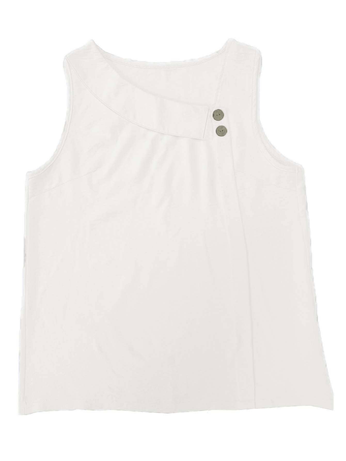 Casual slanted neck sleeveless pullover T-shirt