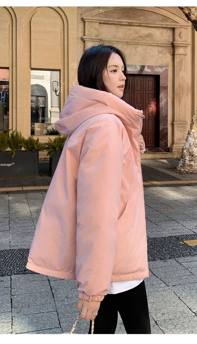 Casual hooded cotton windbreaker jacket