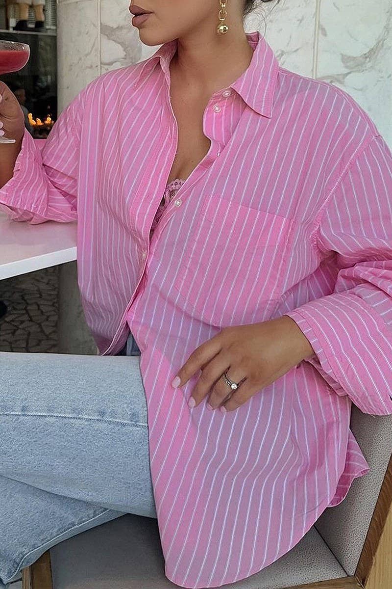 CWTBLL00594_CASUAL STRIPED CONTRAST LONG-SLEEVED SHIRT