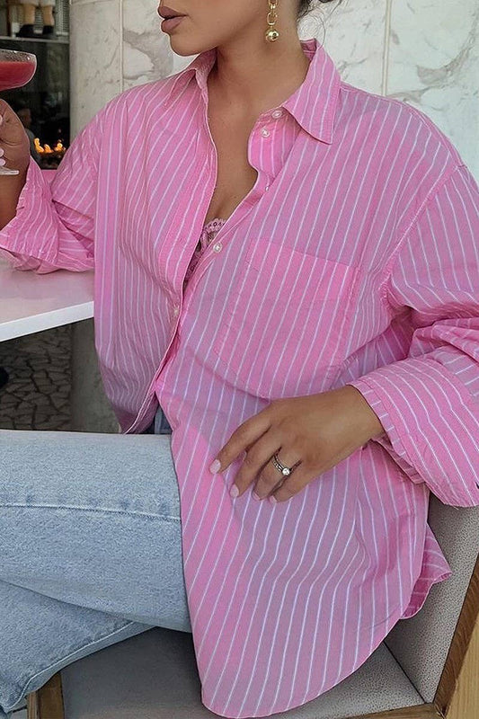 CWTBLL00594_CASUAL STRIPED CONTRAST LONG-SLEEVED SHIRT