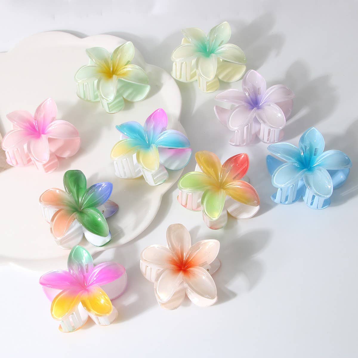 Pearl Gradient Large Egg Flower Hair Claw Clip_CWMM4984