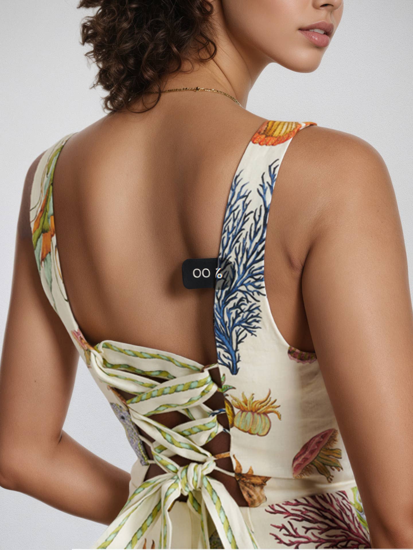 Backless printed casual halter mini dress