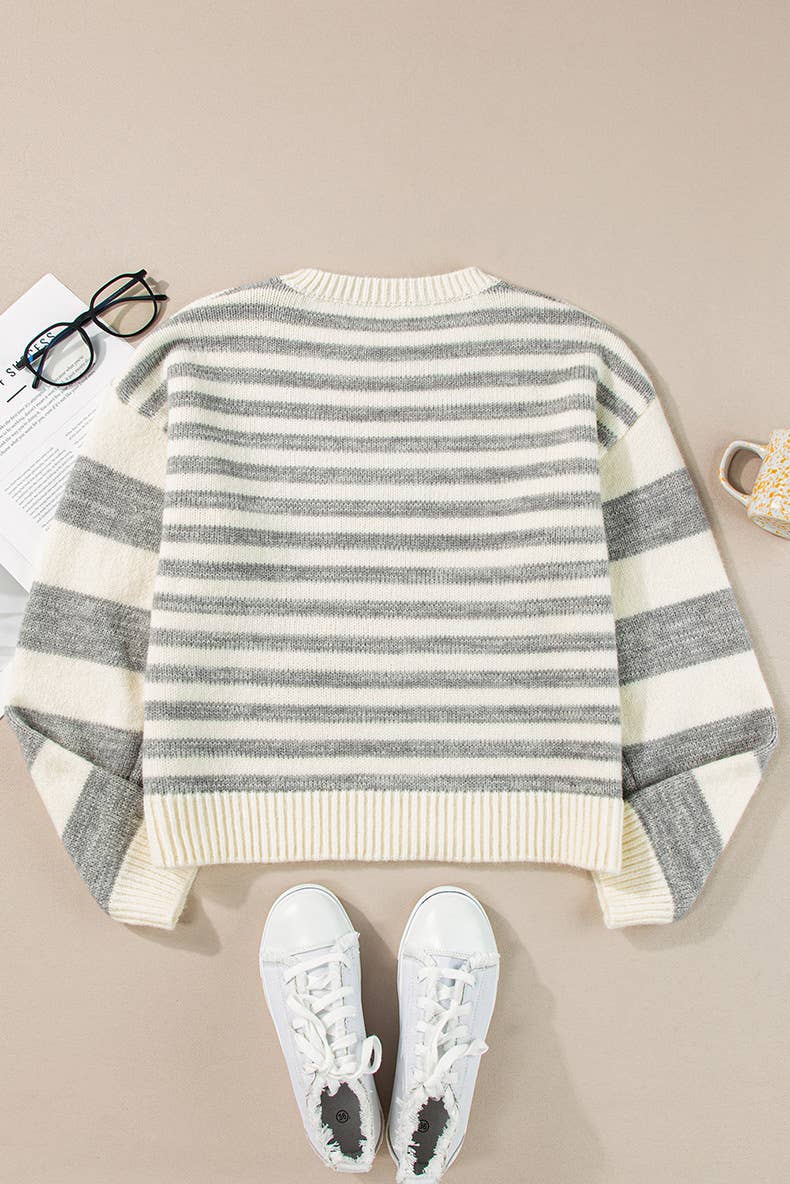 CASUAL LOOSE CREW-NECK KNITTED PULLOVER