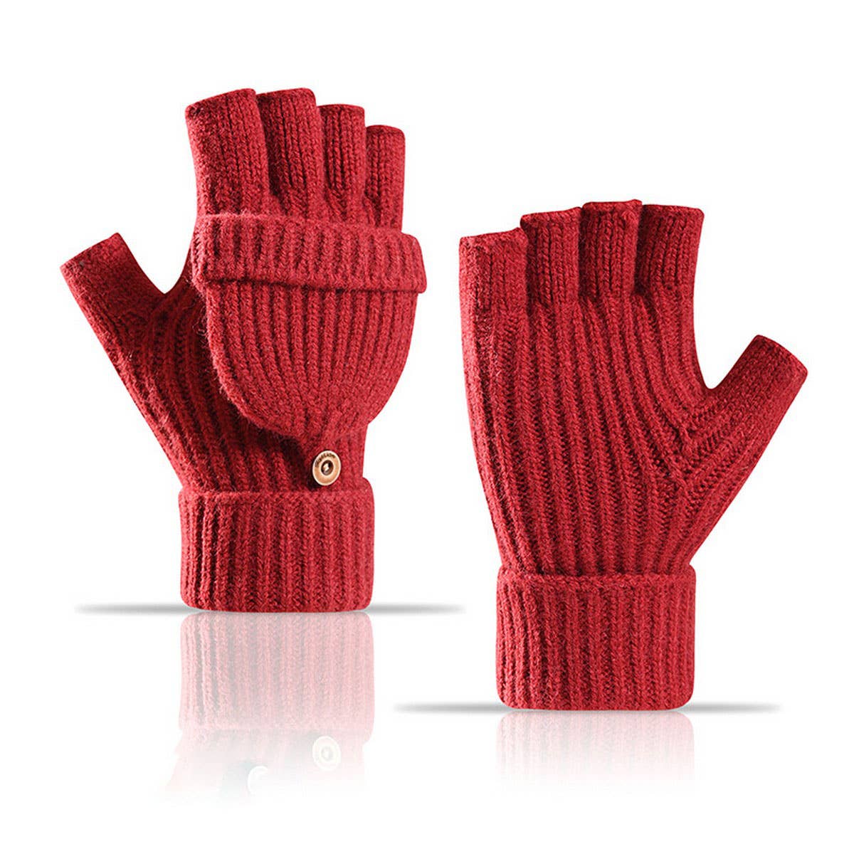 CWAG00588_UNISEX WINTER KNIT FLIP TOP FINGERLESS GLOVES
