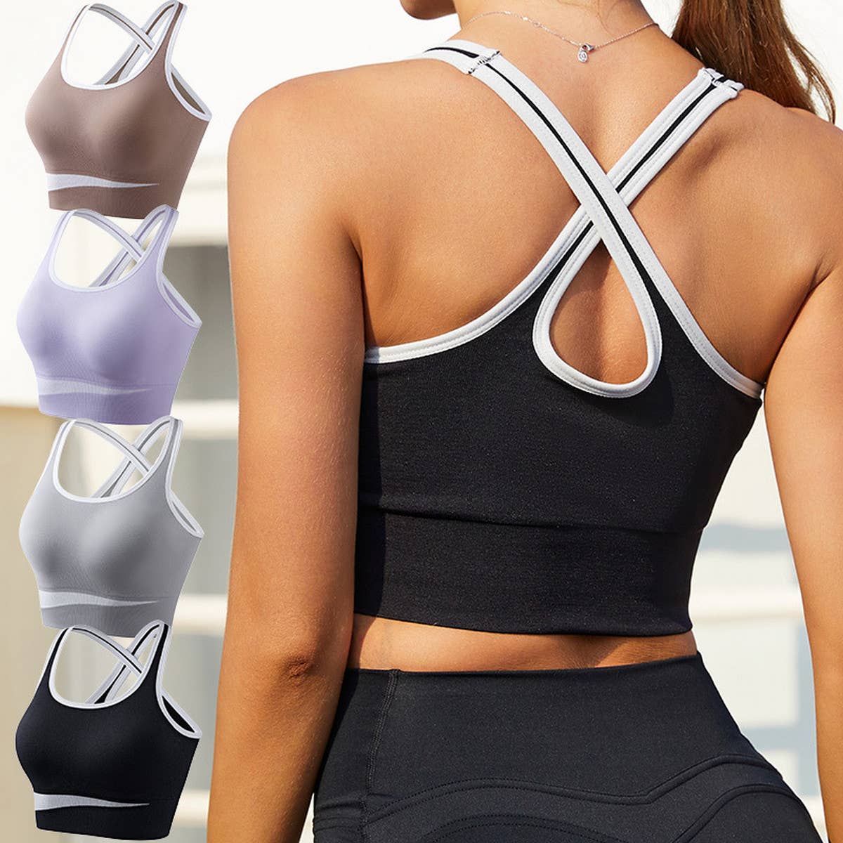 NEW FIXED CUP PUSH UP RUNNING SPORTS BRA