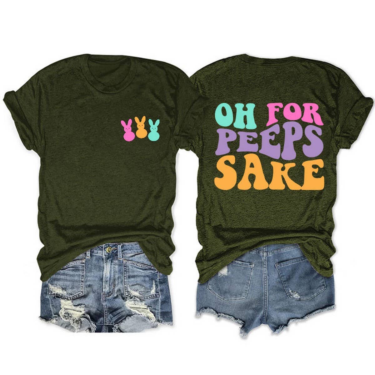 EASTER ALPHABET PRINT ROUND NECK SHORT SLEEVE TEES_CWTTS0809