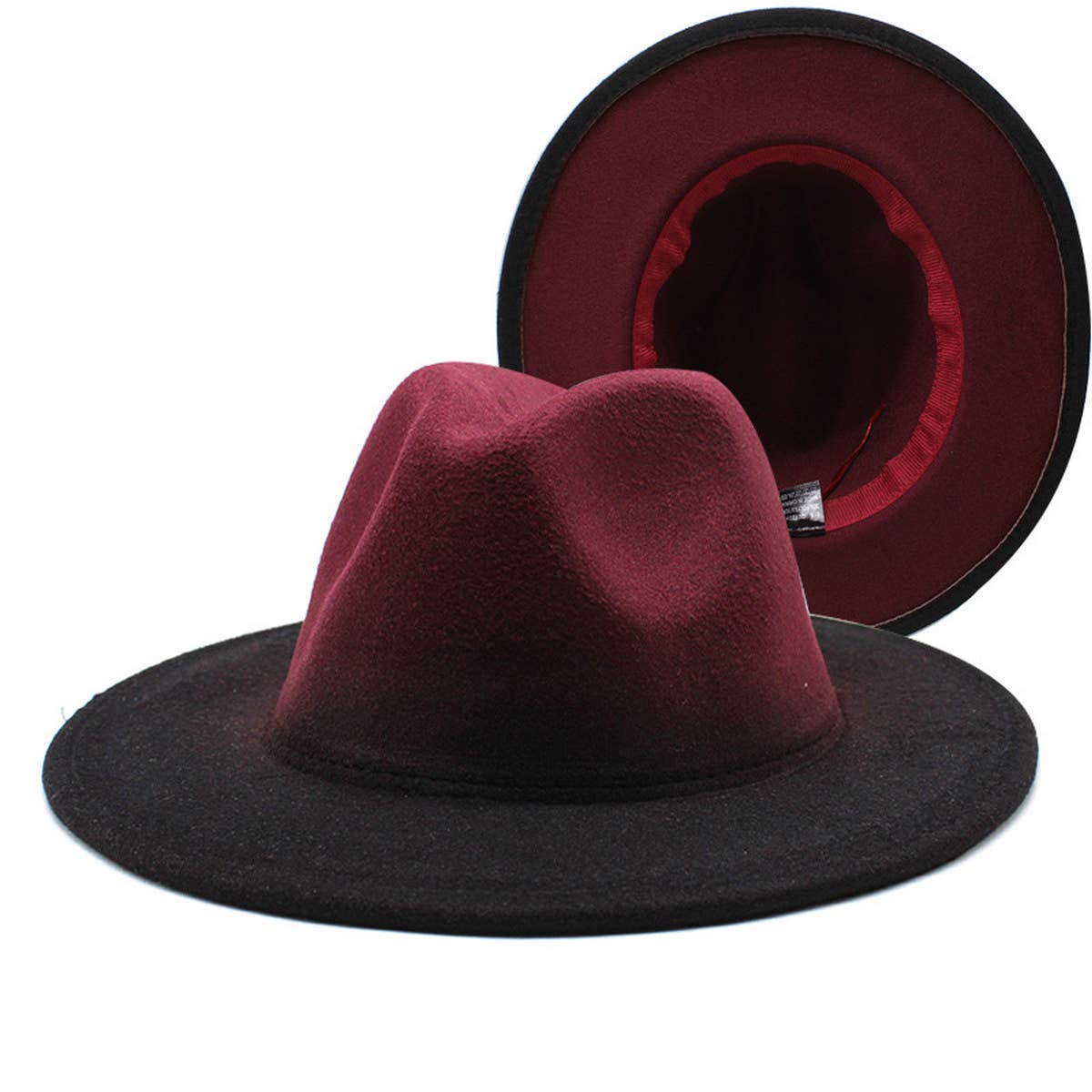 WOMEN GRADIENT TWO-COLOR THICK WOOL FELT HAT_CWAH0816