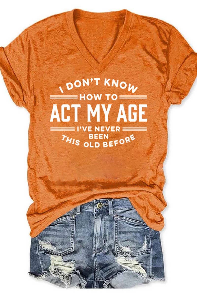 CWTTS1066_LETTER PRINT V NECK SHORT SLEEVED T SHIRT