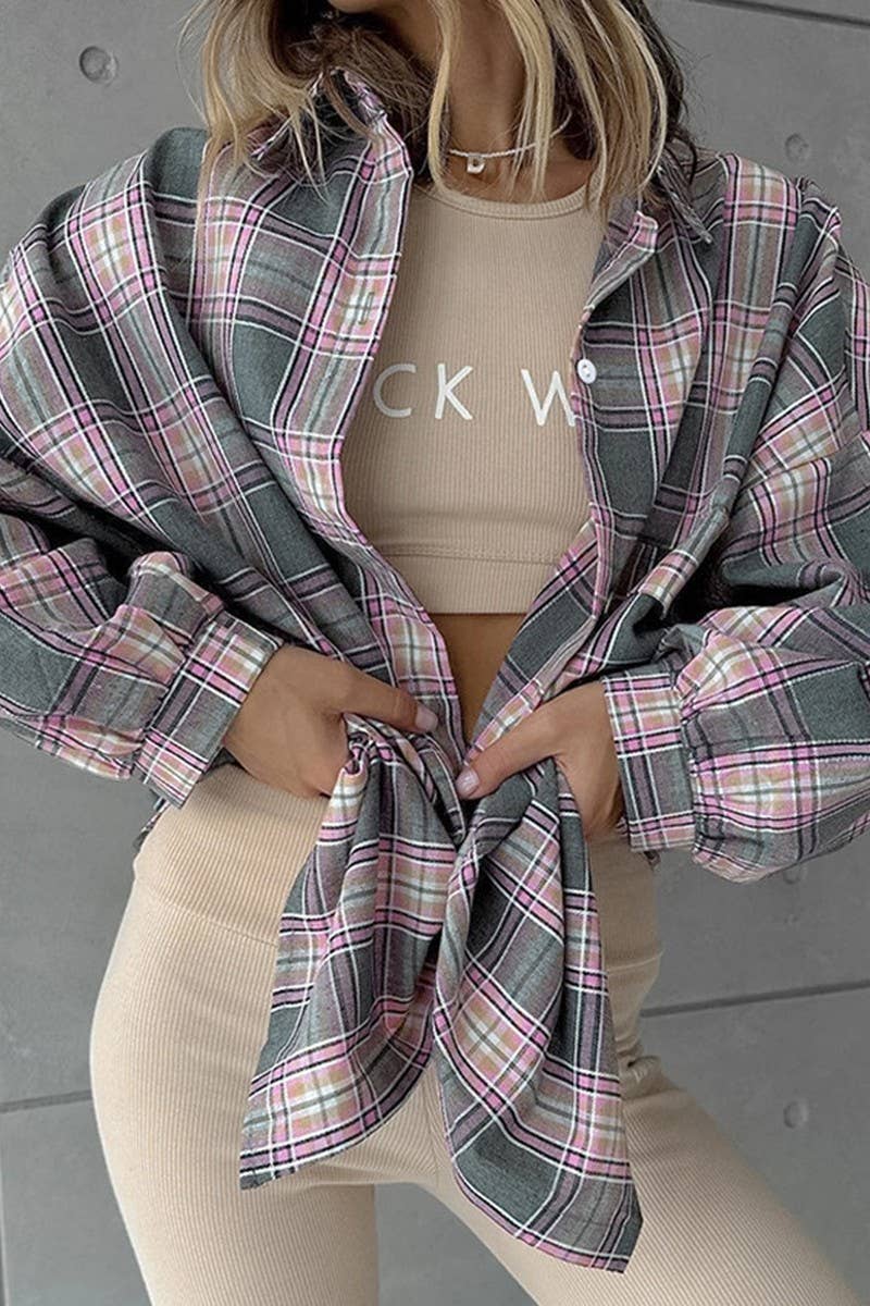 CWTBLL00595_COTTON COLORFUL LONG-SLEEVED PLAID SHIRT