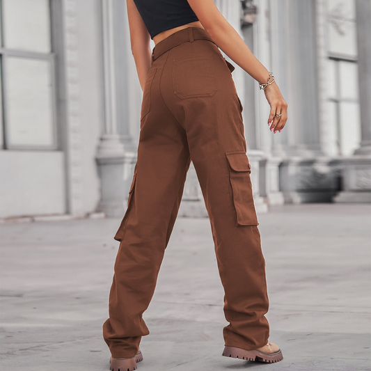 Casual Washed Denim Multi-Pocket Cargo Pants_CWJP0633