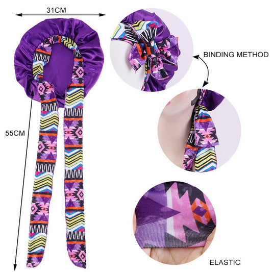 PRINTED LONG RIBBON BOW DING NIGHT CAP_CWAH1474