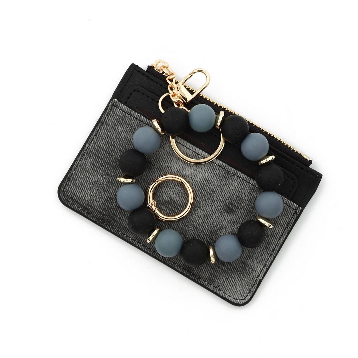 Silicone Bead Keychain Wallet ID Card Holder_CUAB00450