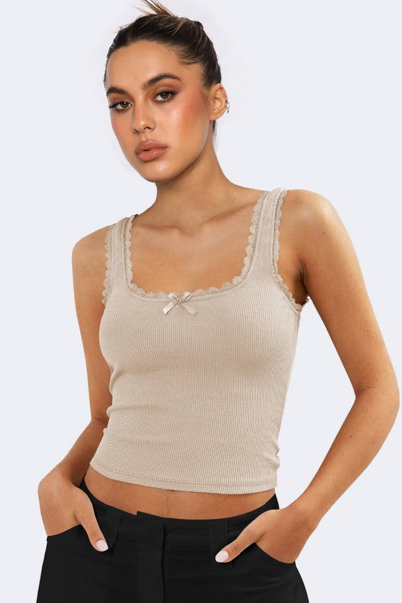 CWOV0771_LACE PURE STYLE COMFORTABLE KNITTED BOTTOM VEST