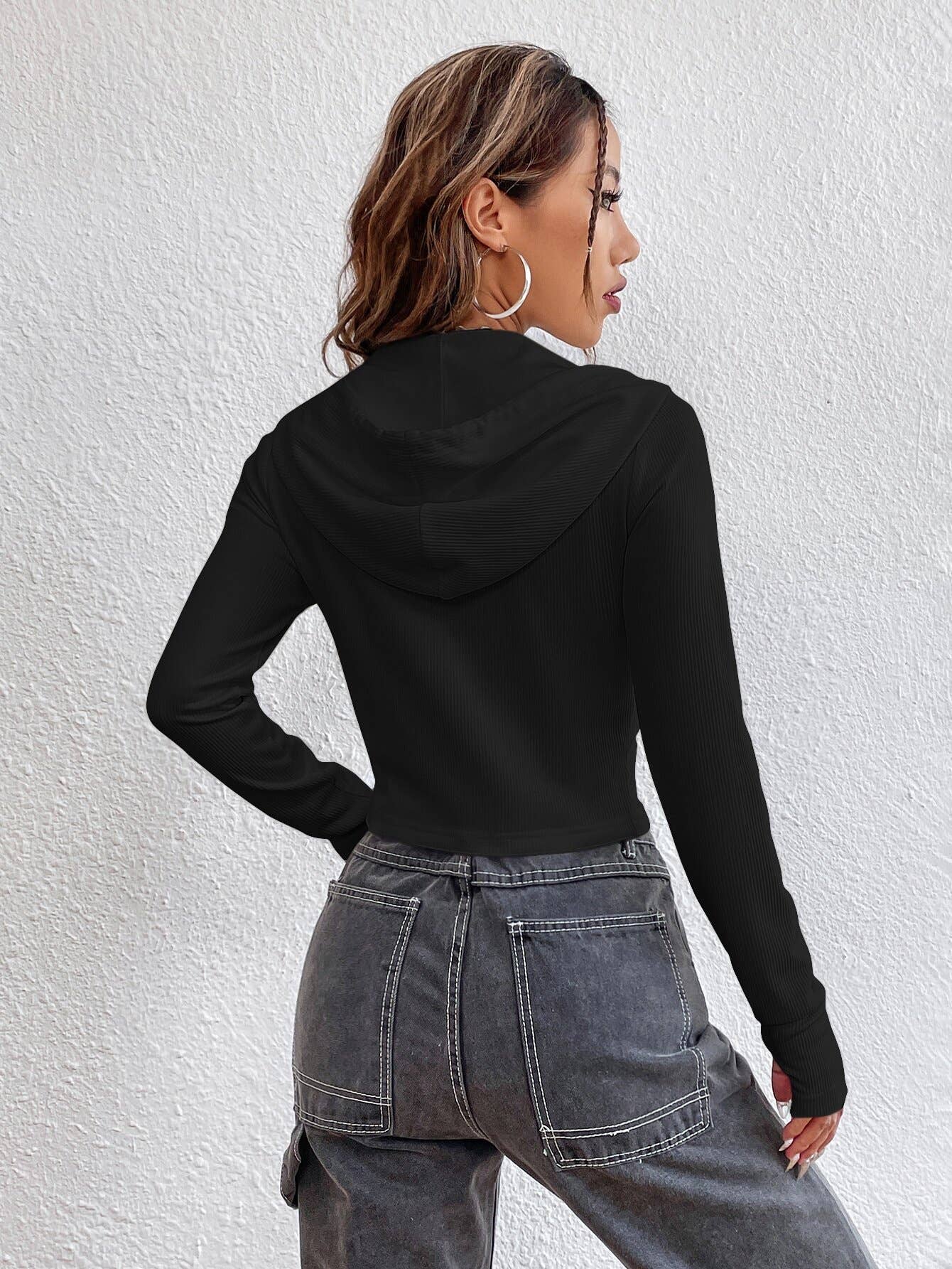 Design zip-up cardigan jacket long sleeve top