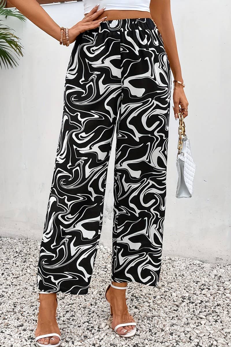 CWBLP2088_MARBLE PRINT HIGH WAIST WIDE LEG PANTS