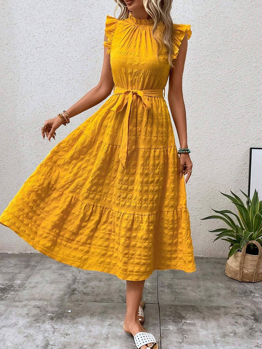 Wooden ear edge texture dress