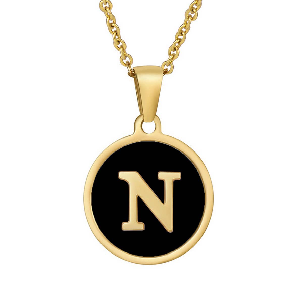 CIRCULAR SHELL ENGLISH LETTER PENDANT NECKLACE