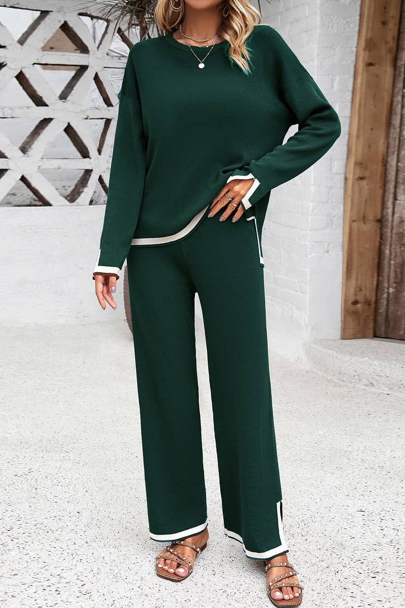 CWSTB0346_Round Neck Long Sleeve Sweater Pants Set