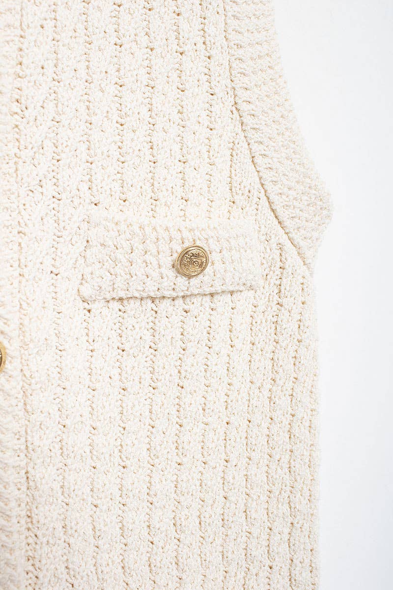 EIGHTSTRAND KNITTED CREW-NECK SINGLE-BREASTED VEST