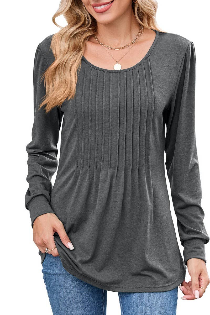 CWTBLL01305_CREW NECK SOLID RIBBED LONG SLEEVE CASUAL TEE