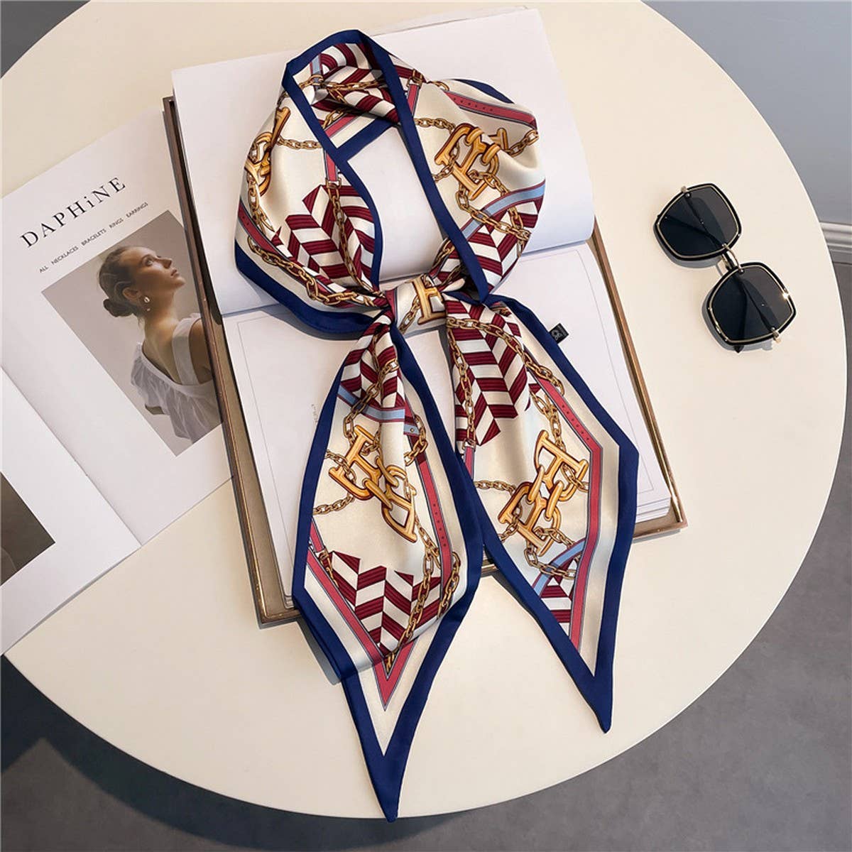 Skinny Silk Scarf for Hair, Neck or Bag Wrap_CWASC1512🎗️