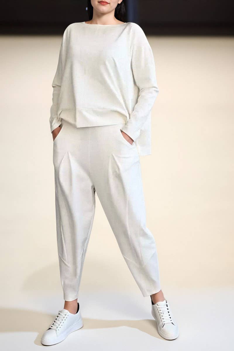 CWSS01308_IRREGULAR SWEATSHIRT AND HAREM PANTS SET