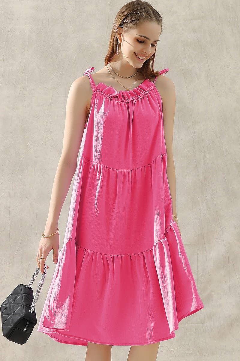 CWDSD10415_SHOULDER BOW TIE PRAIRIE DRESS