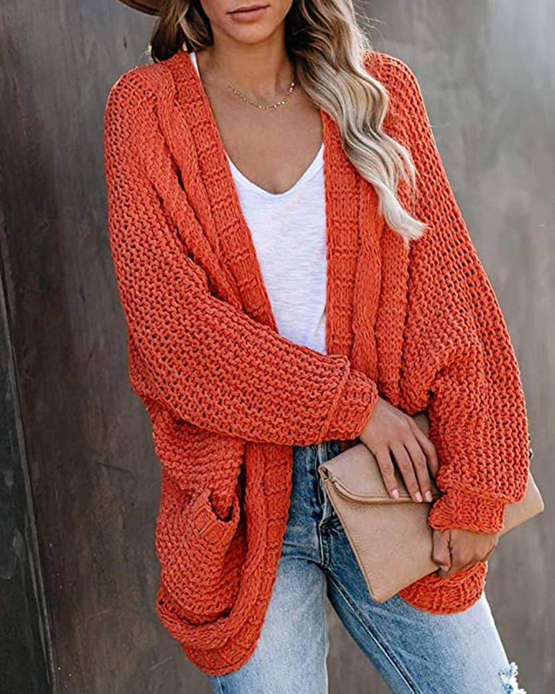 CASUAL TWIST ROPE BATSLEEVE SWEATER JACKET
