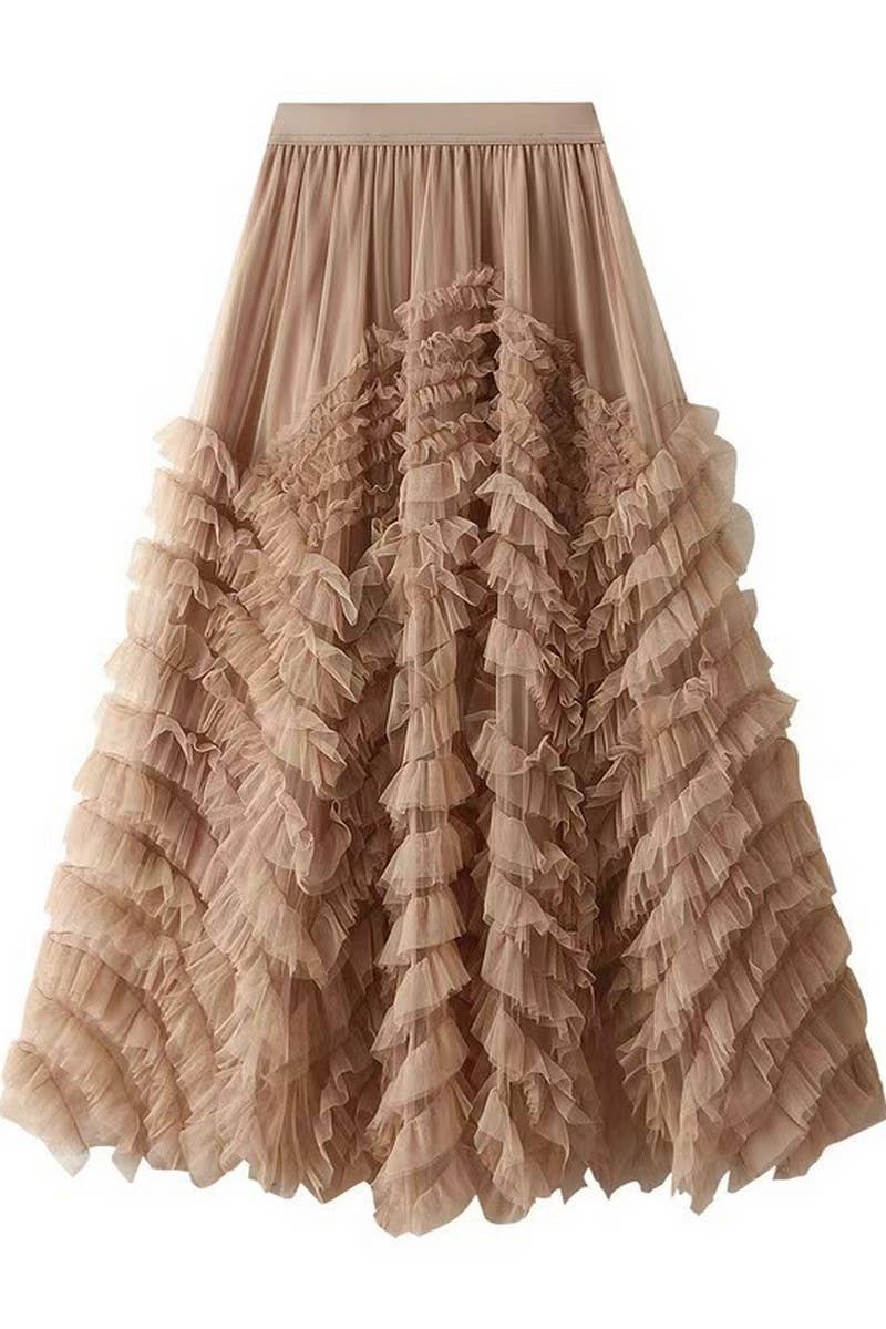 CWBLS0516_HIGH-END MESH TIERED GOWN VOLUMINOUS SKIRT